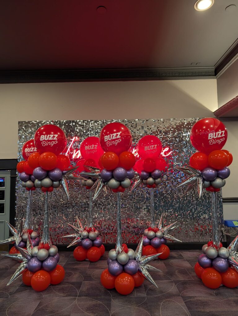 Balloons and Backdrop for Buzz Bingo in Derby